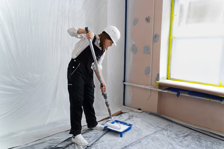full-shot-woman-working-with-paint-roller